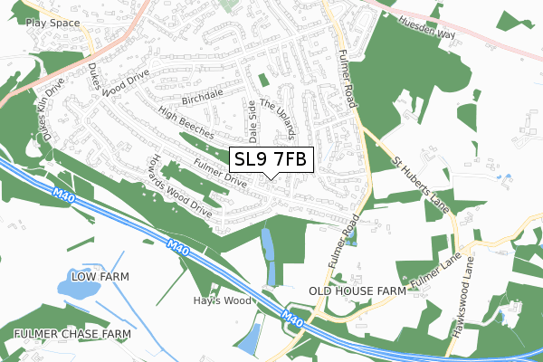 SL9 7FB map - small scale - OS Open Zoomstack (Ordnance Survey)