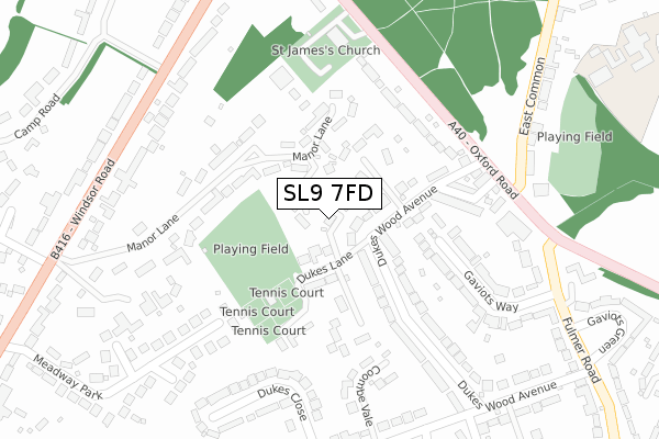 SL9 7FD map - large scale - OS Open Zoomstack (Ordnance Survey)