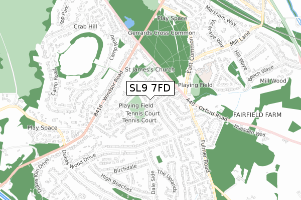 SL9 7FD map - small scale - OS Open Zoomstack (Ordnance Survey)