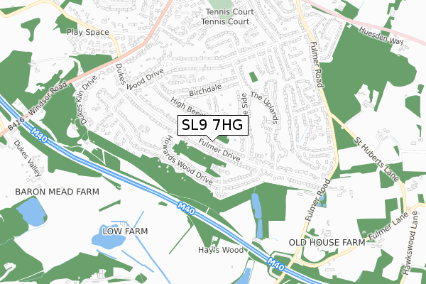 SL9 7HG map - small scale - OS Open Zoomstack (Ordnance Survey)