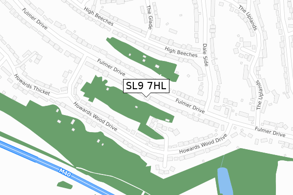SL9 7HL map - large scale - OS Open Zoomstack (Ordnance Survey)