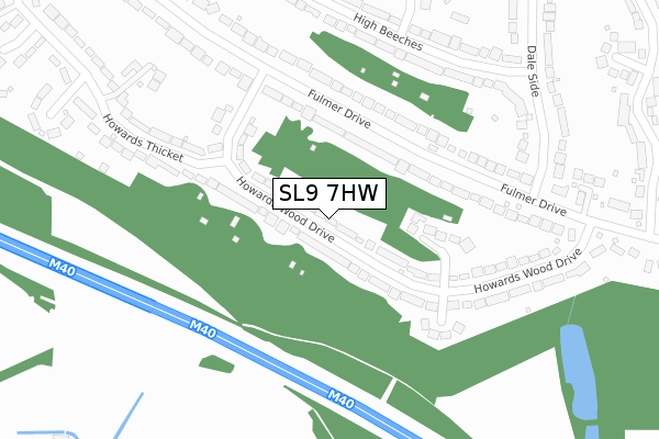 SL9 7HW map - large scale - OS Open Zoomstack (Ordnance Survey)