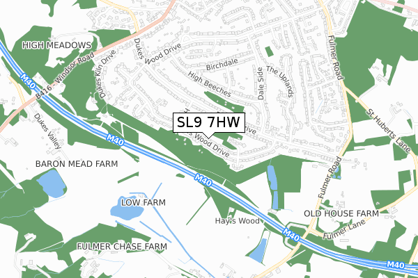 SL9 7HW map - small scale - OS Open Zoomstack (Ordnance Survey)