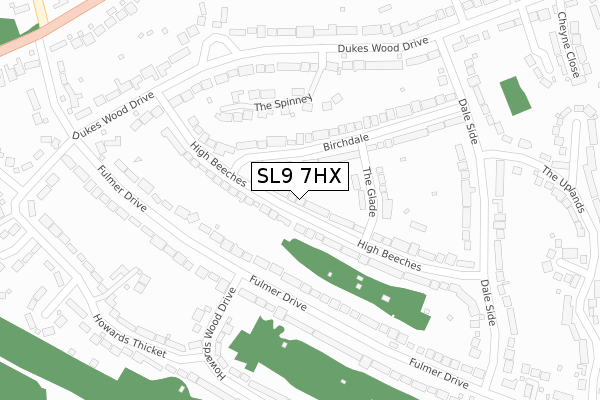 SL9 7HX map - large scale - OS Open Zoomstack (Ordnance Survey)