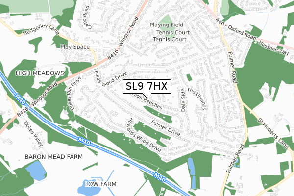 SL9 7HX map - small scale - OS Open Zoomstack (Ordnance Survey)