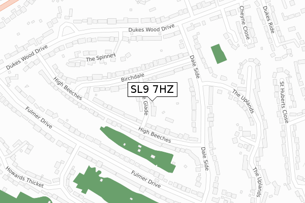 SL9 7HZ map - large scale - OS Open Zoomstack (Ordnance Survey)