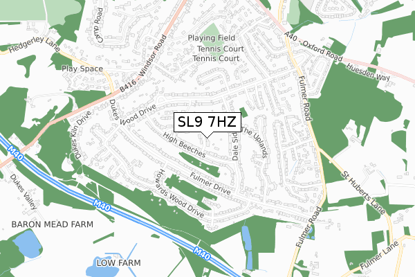 SL9 7HZ map - small scale - OS Open Zoomstack (Ordnance Survey)