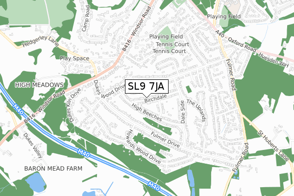 SL9 7JA map - small scale - OS Open Zoomstack (Ordnance Survey)