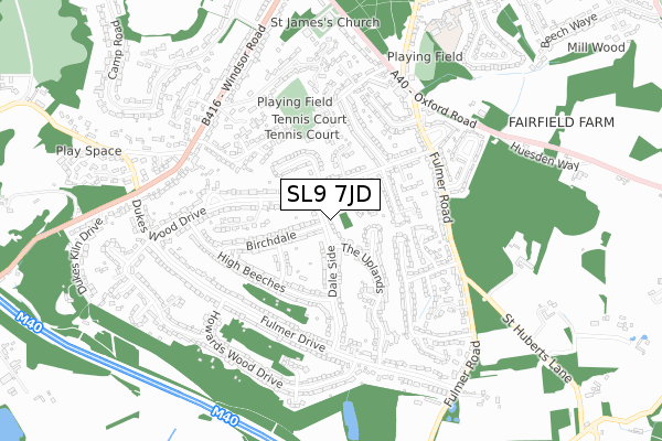 SL9 7JD map - small scale - OS Open Zoomstack (Ordnance Survey)