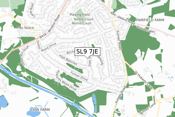 SL9 7JE map - small scale - OS Open Zoomstack (Ordnance Survey)