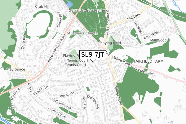 SL9 7JT map - small scale - OS Open Zoomstack (Ordnance Survey)