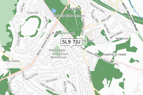 SL9 7JU map - small scale - OS Open Zoomstack (Ordnance Survey)