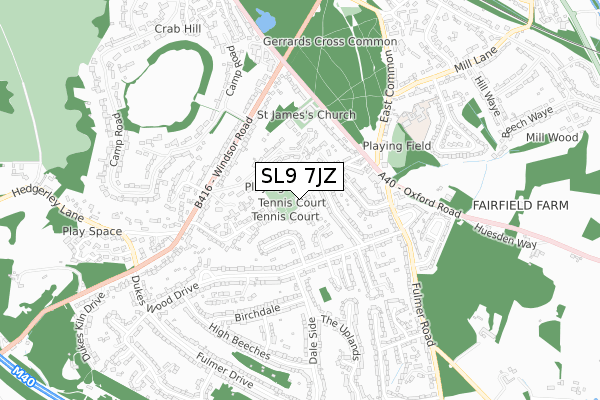SL9 7JZ map - small scale - OS Open Zoomstack (Ordnance Survey)