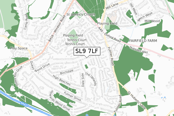 SL9 7LF map - small scale - OS Open Zoomstack (Ordnance Survey)