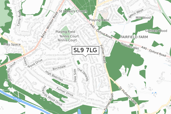 SL9 7LG map - small scale - OS Open Zoomstack (Ordnance Survey)