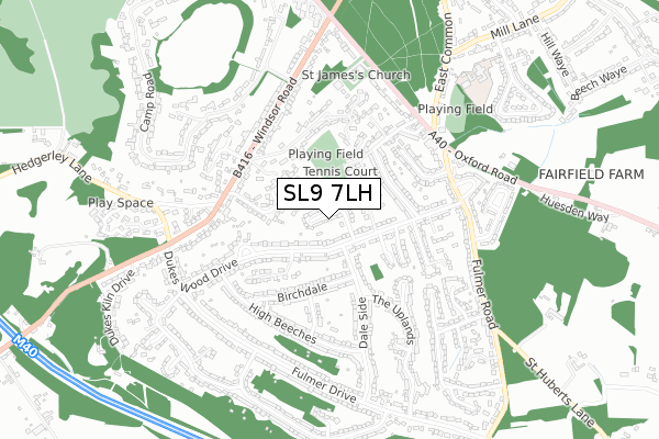 SL9 7LH map - small scale - OS Open Zoomstack (Ordnance Survey)