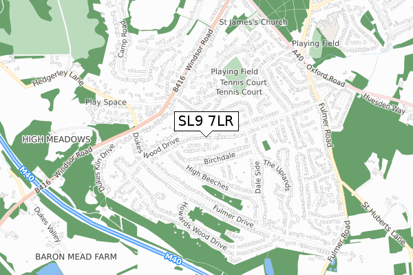 SL9 7LR map - small scale - OS Open Zoomstack (Ordnance Survey)