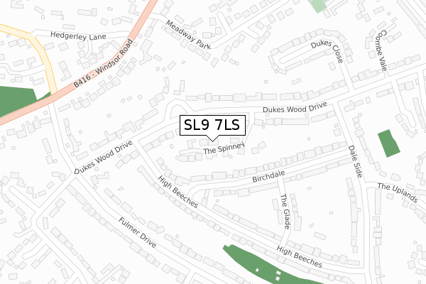 SL9 7LS map - large scale - OS Open Zoomstack (Ordnance Survey)