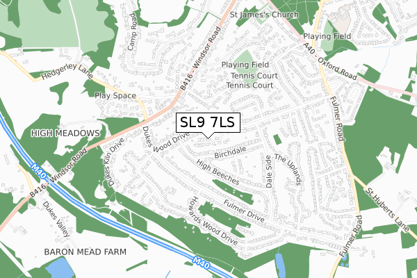 SL9 7LS map - small scale - OS Open Zoomstack (Ordnance Survey)