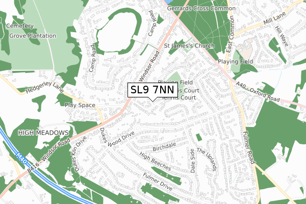 SL9 7NN map - small scale - OS Open Zoomstack (Ordnance Survey)