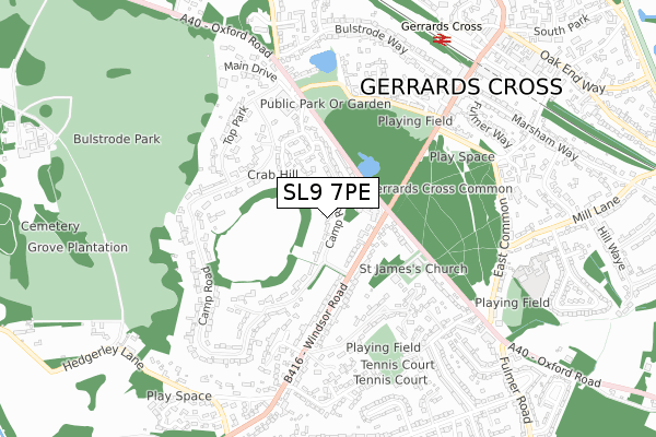 SL9 7PE map - small scale - OS Open Zoomstack (Ordnance Survey)