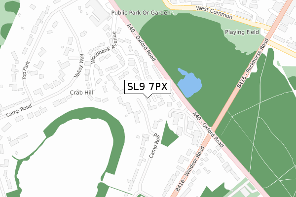 SL9 7PX map - large scale - OS Open Zoomstack (Ordnance Survey)