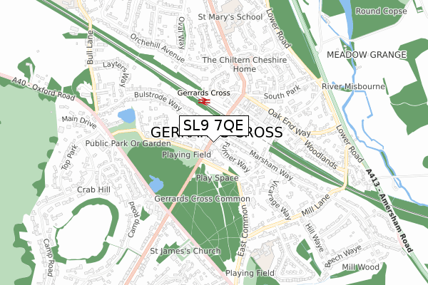 SL9 7QE map - small scale - OS Open Zoomstack (Ordnance Survey)