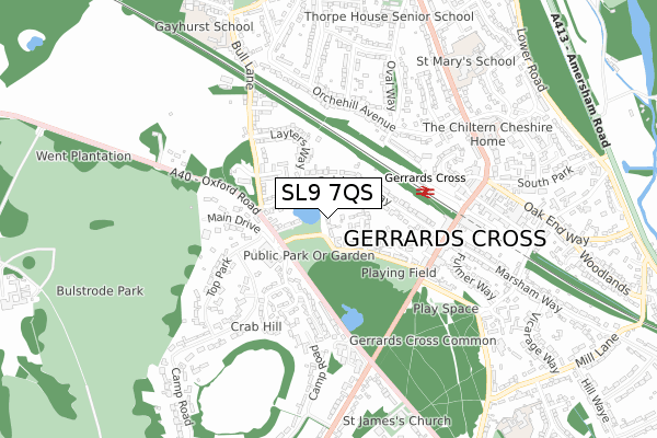 SL9 7QS map - small scale - OS Open Zoomstack (Ordnance Survey)