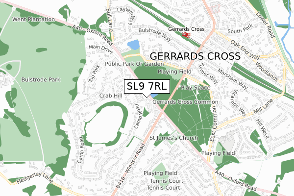 SL9 7RL map - small scale - OS Open Zoomstack (Ordnance Survey)