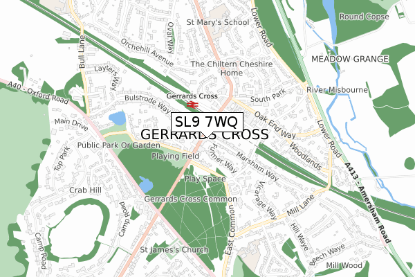 SL9 7WQ map - small scale - OS Open Zoomstack (Ordnance Survey) SL9 7WQ map - small scale - OS Open Zoomstack (Ordnance Survey)