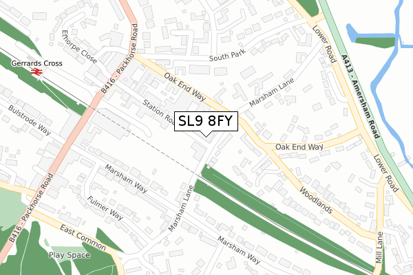 SL9 8FY map - large scale - OS Open Zoomstack (Ordnance Survey)