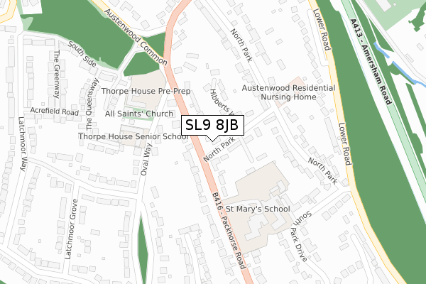 SL9 8JB map - large scale - OS Open Zoomstack (Ordnance Survey)