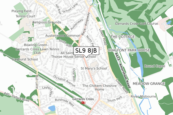 SL9 8JB map - small scale - OS Open Zoomstack (Ordnance Survey)