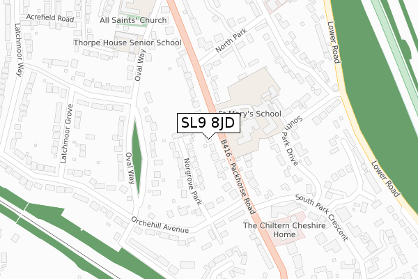 SL9 8JD map - large scale - OS Open Zoomstack (Ordnance Survey)