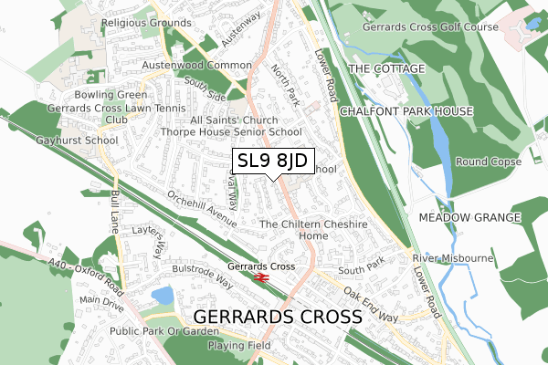 SL9 8JD map - small scale - OS Open Zoomstack (Ordnance Survey)