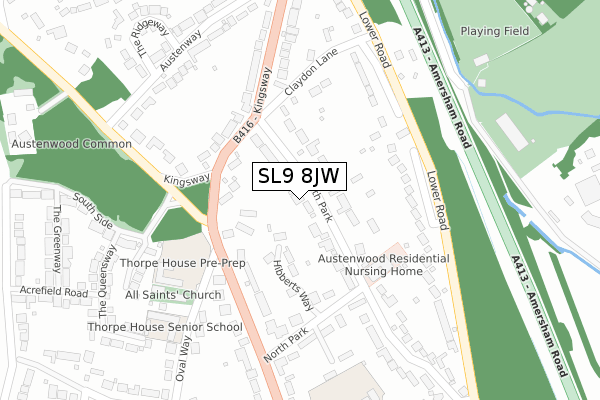 SL9 8JW map - large scale - OS Open Zoomstack (Ordnance Survey)