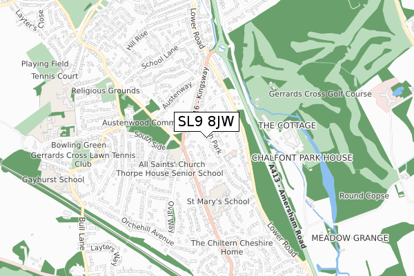 SL9 8JW map - small scale - OS Open Zoomstack (Ordnance Survey)