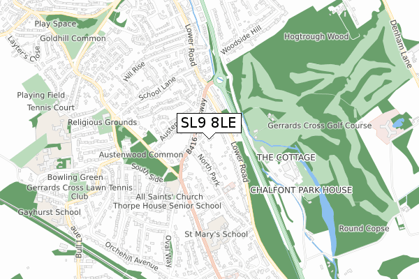 SL9 8LE map - small scale - OS Open Zoomstack (Ordnance Survey)