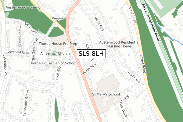 SL9 8LH map - large scale - OS Open Zoomstack (Ordnance Survey)