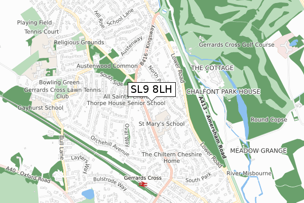 SL9 8LH map - small scale - OS Open Zoomstack (Ordnance Survey)