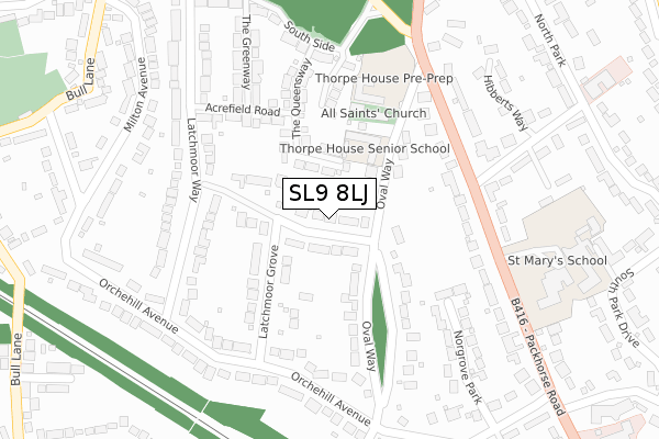 SL9 8LJ map - large scale - OS Open Zoomstack (Ordnance Survey)