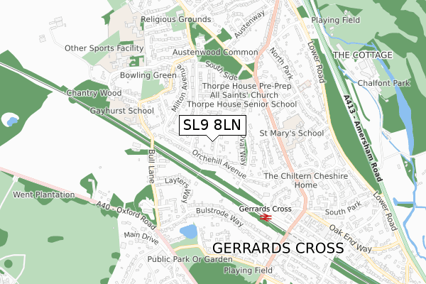 SL9 8LN map - small scale - OS Open Zoomstack (Ordnance Survey)