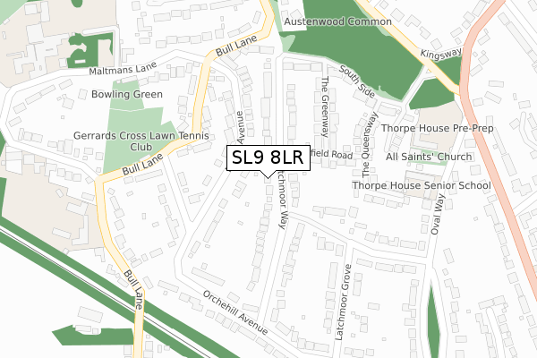 SL9 8LR map - large scale - OS Open Zoomstack (Ordnance Survey)