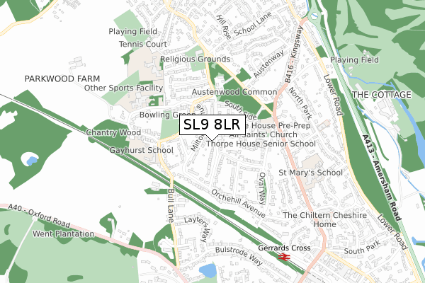 SL9 8LR map - small scale - OS Open Zoomstack (Ordnance Survey)