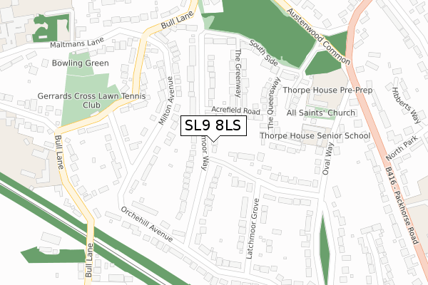 SL9 8LS map - large scale - OS Open Zoomstack (Ordnance Survey)