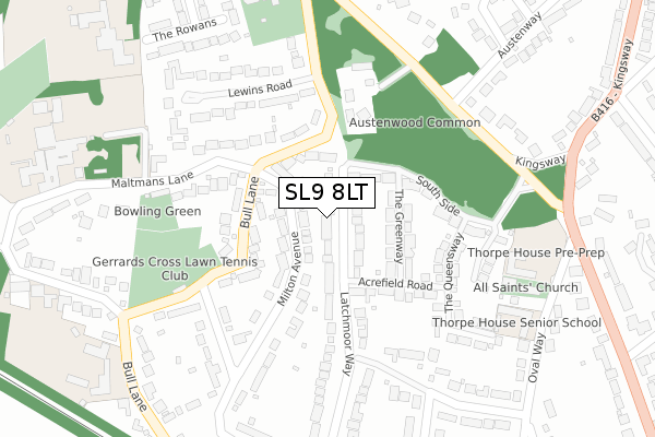 SL9 8LT map - large scale - OS Open Zoomstack (Ordnance Survey)