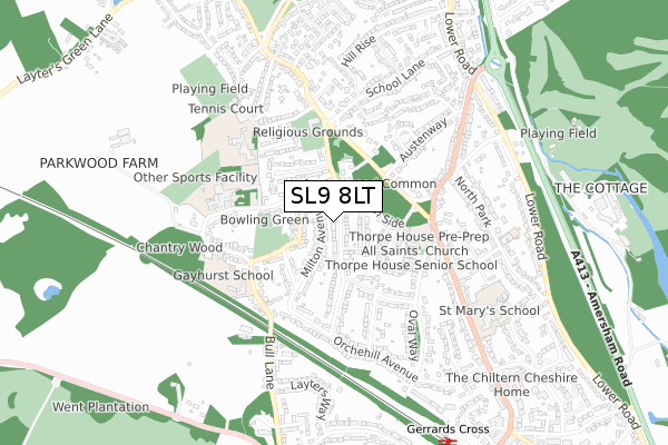 SL9 8LT map - small scale - OS Open Zoomstack (Ordnance Survey)