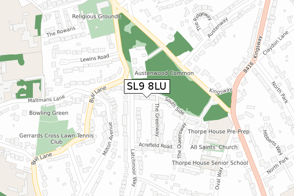 SL9 8LU map - large scale - OS Open Zoomstack (Ordnance Survey)