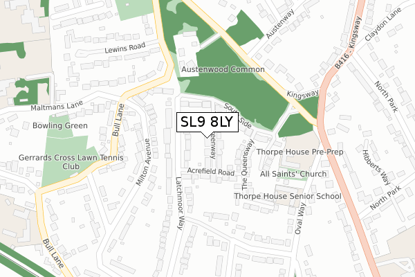 SL9 8LY map - large scale - OS Open Zoomstack (Ordnance Survey)