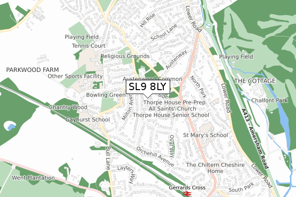 SL9 8LY map - small scale - OS Open Zoomstack (Ordnance Survey)